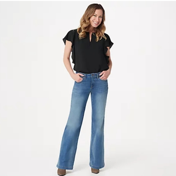 NYDJ Wide Leg Trouser Jeans -Clean Cabrillo -Size 14 Petite NWT